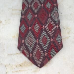 ELAAN WOVEN BURGUNDY RED GRAY NECKTIE
